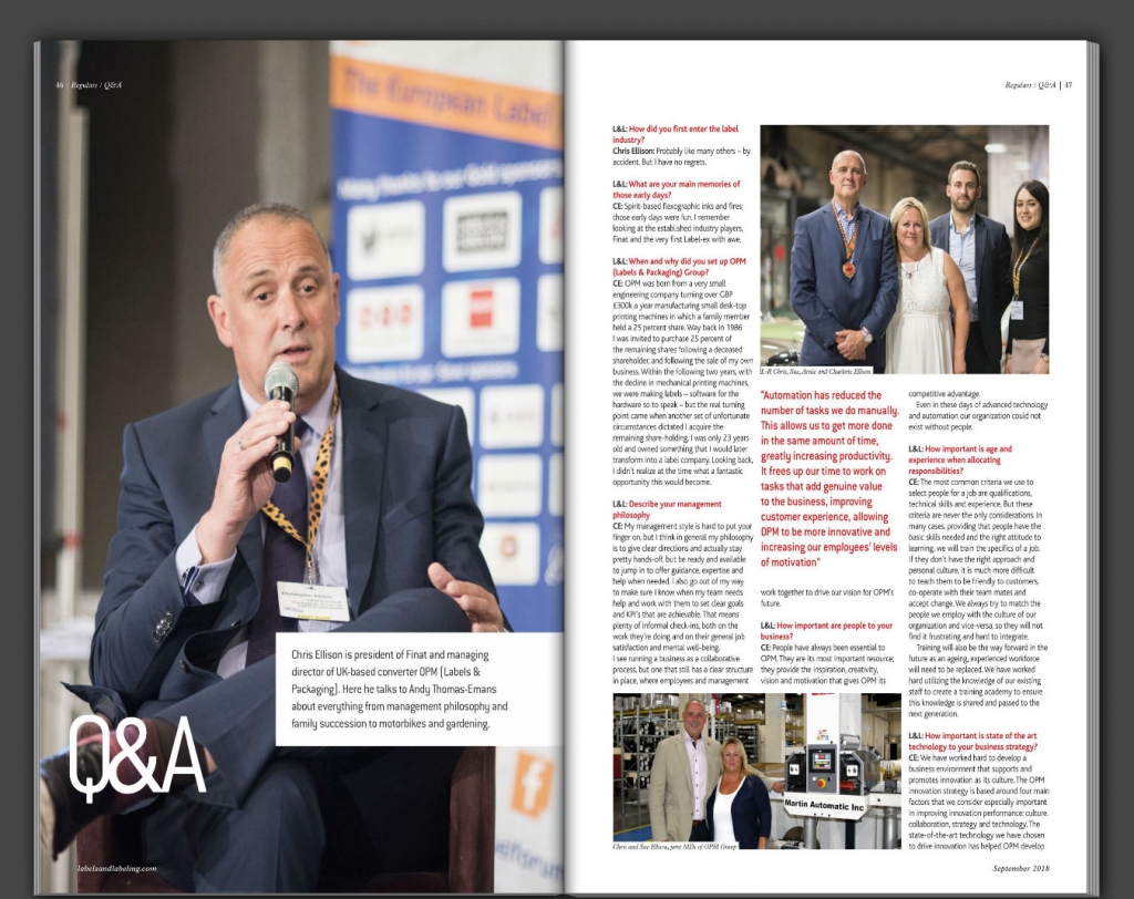 Q&A for Labels and Labelling Magazine - opmgroup